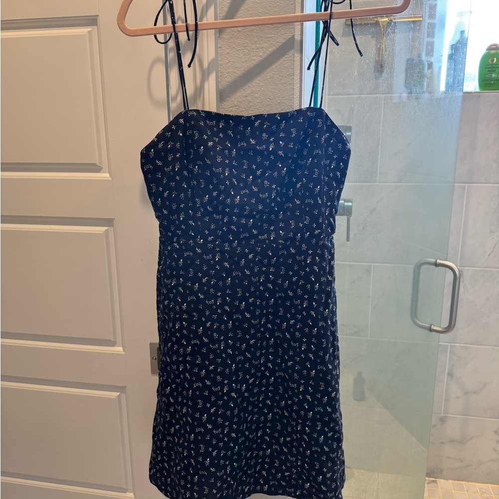 Old Navy Dark Blue Dress with White Floral Accents